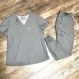 figs scrubs set graphite grey jogger womens size small / small tall